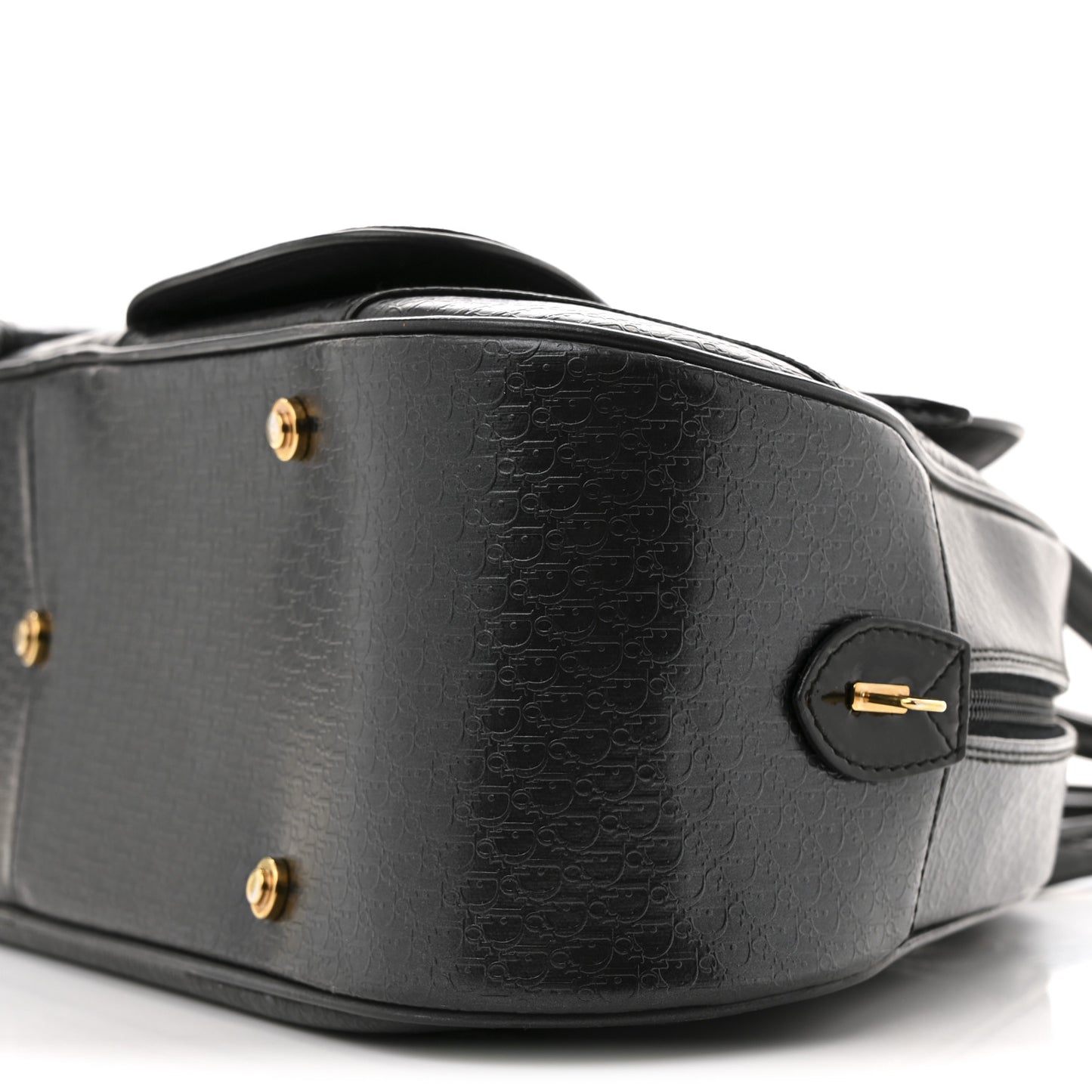 Patent Calfskin Embossed Saddle Bowler Black