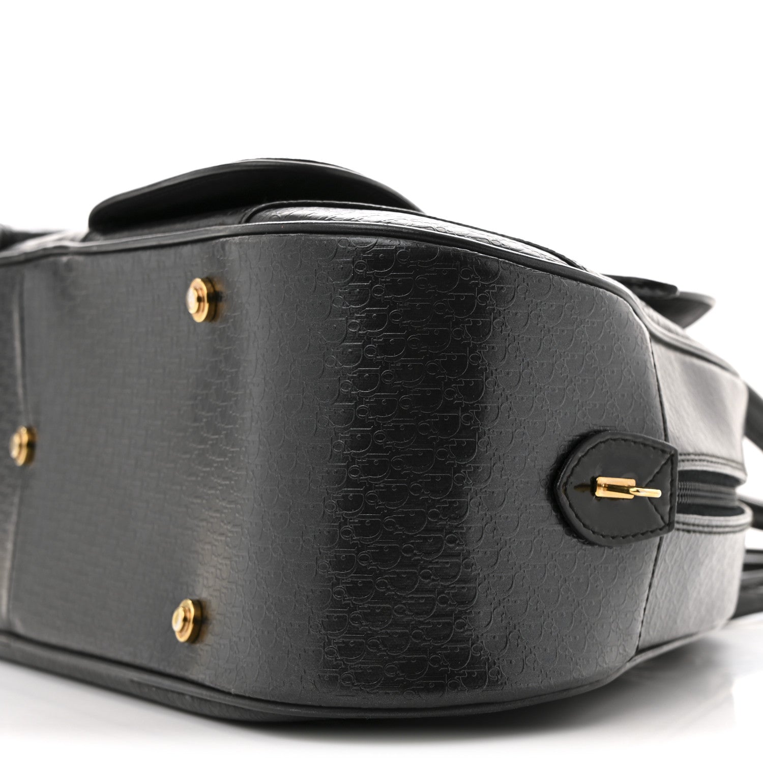 Christian Dior Patent Calfskin Embossed Saddle Bowler Black 10 of 15