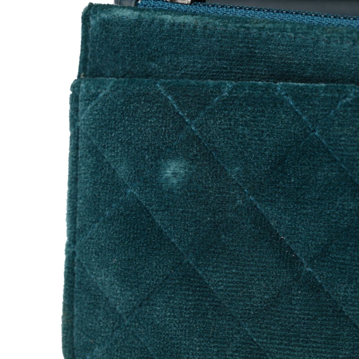 Chanel Velvet Quilted Boy Wallet On Chain WOC Teal 13 of 13