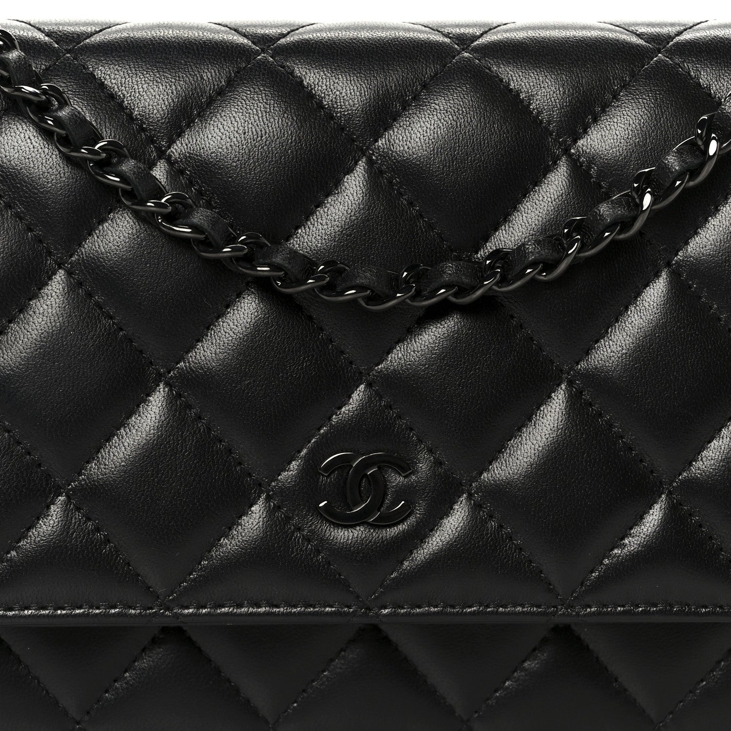 Chanel Lambskin Quilted Wallet On Chain WOC So Black 9 of 12