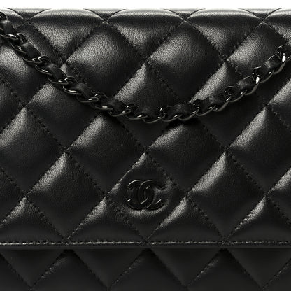 Chanel Lambskin Quilted Wallet On Chain WOC So Black 9 of 12