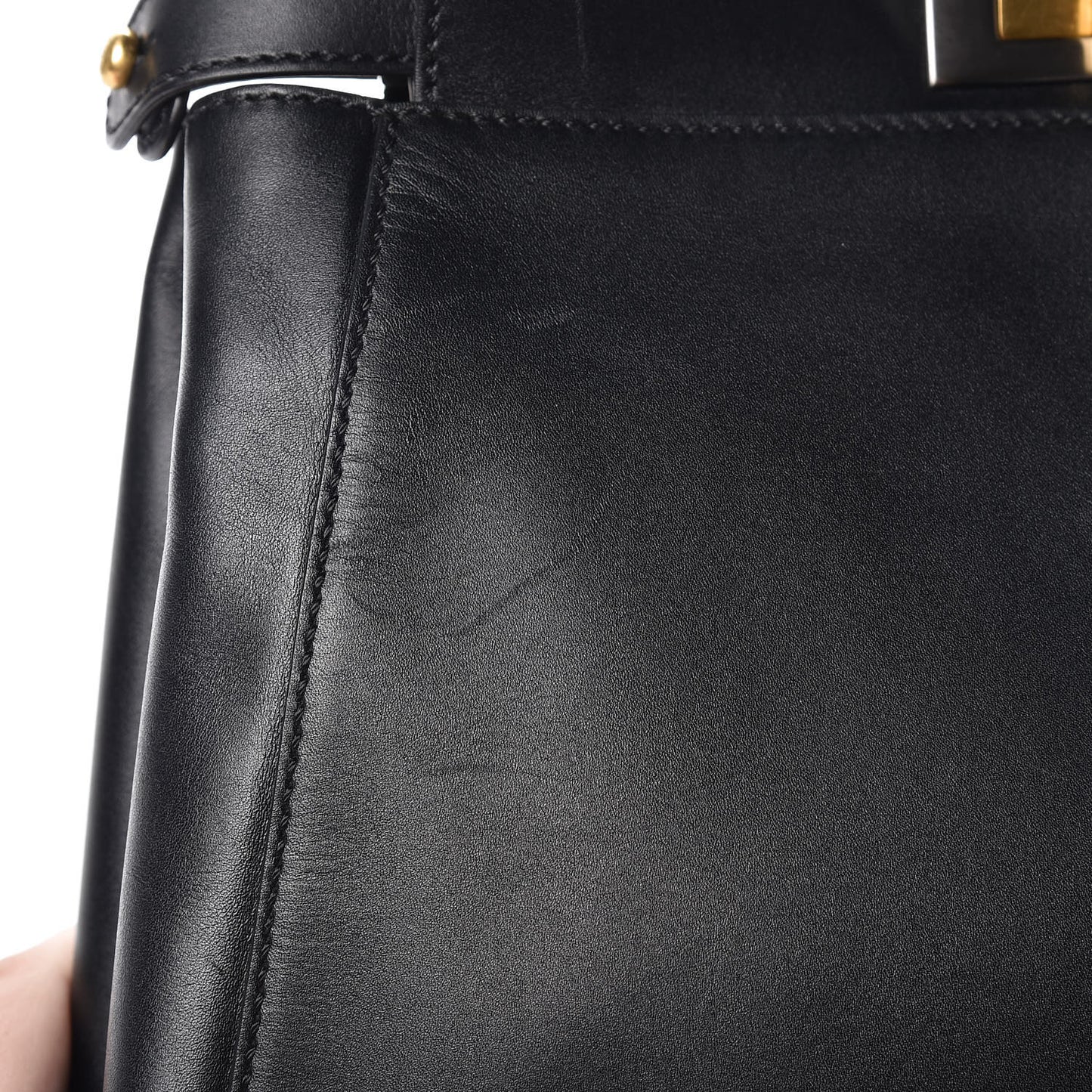 Vitello Suede Medium Peekaboo Iconic Satchel Black