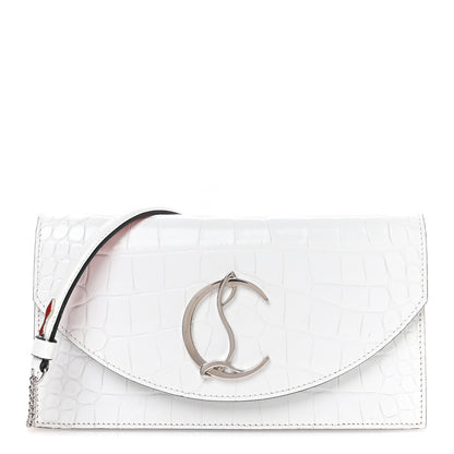 Christian Louboutin Calfskin Crocodile Embossed Loubi54 Crossbody Clutch White 1 of 10