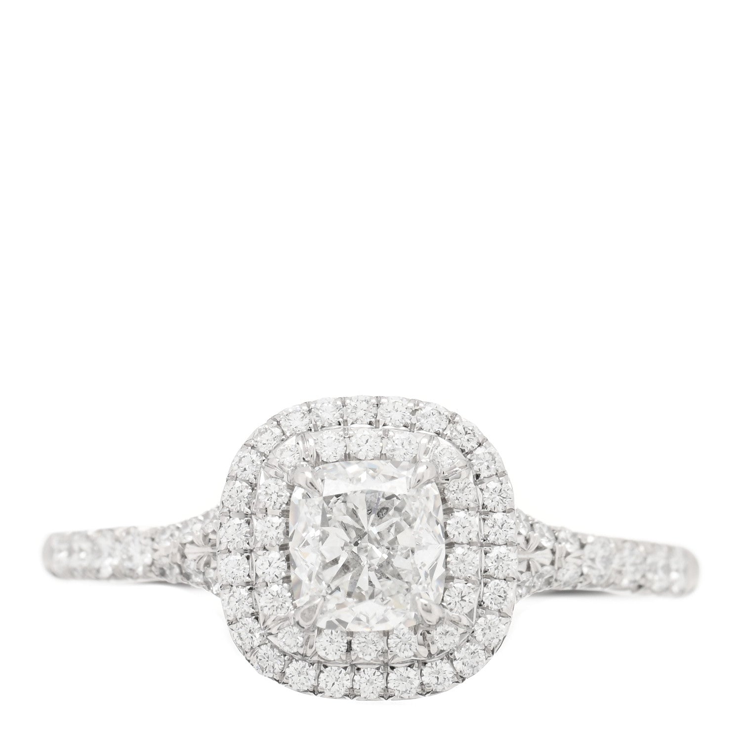 Tiffany Platinum Diamond .72ct Soleste Cushion Cut Double Halo Engagement Ring 55 7.25 1 of 4