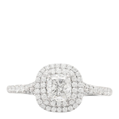 Tiffany Platinum Diamond .72ct Soleste Cushion Cut Double Halo Engagement Ring 55 7.25 1 of 4