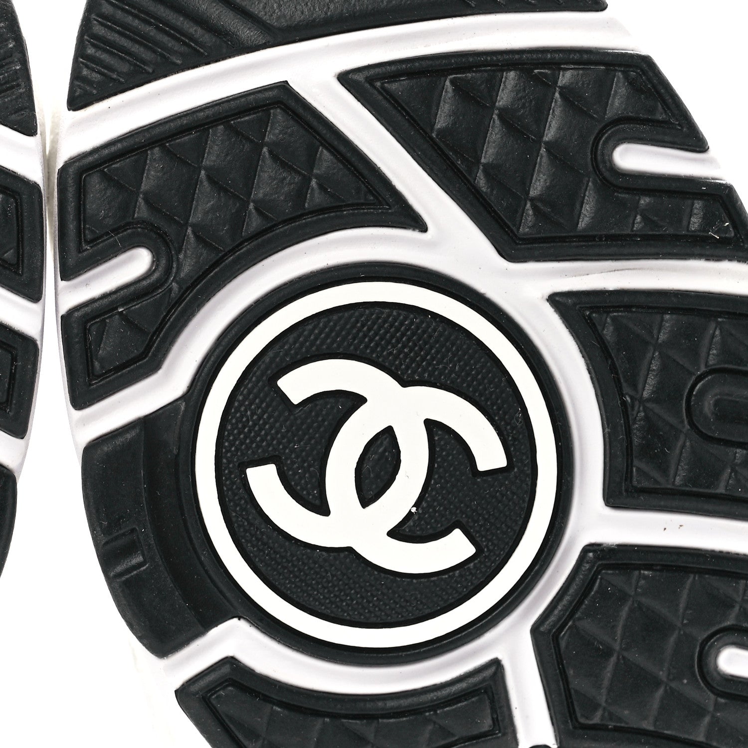 Chanel Nylon Suede Calfskin Printed CC Sneakers 37 Black White 6 of 9