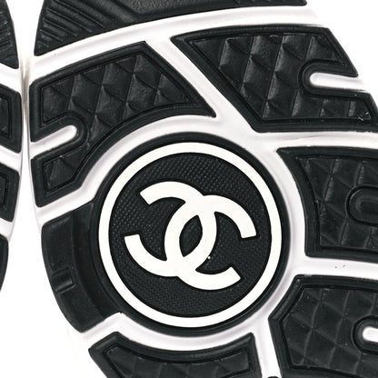Chanel Nylon Suede Calfskin Printed CC Sneakers 37 Black White 6 of 9