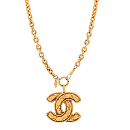 Chanel Metal Quilted CC Necklace Gold 1 of 5