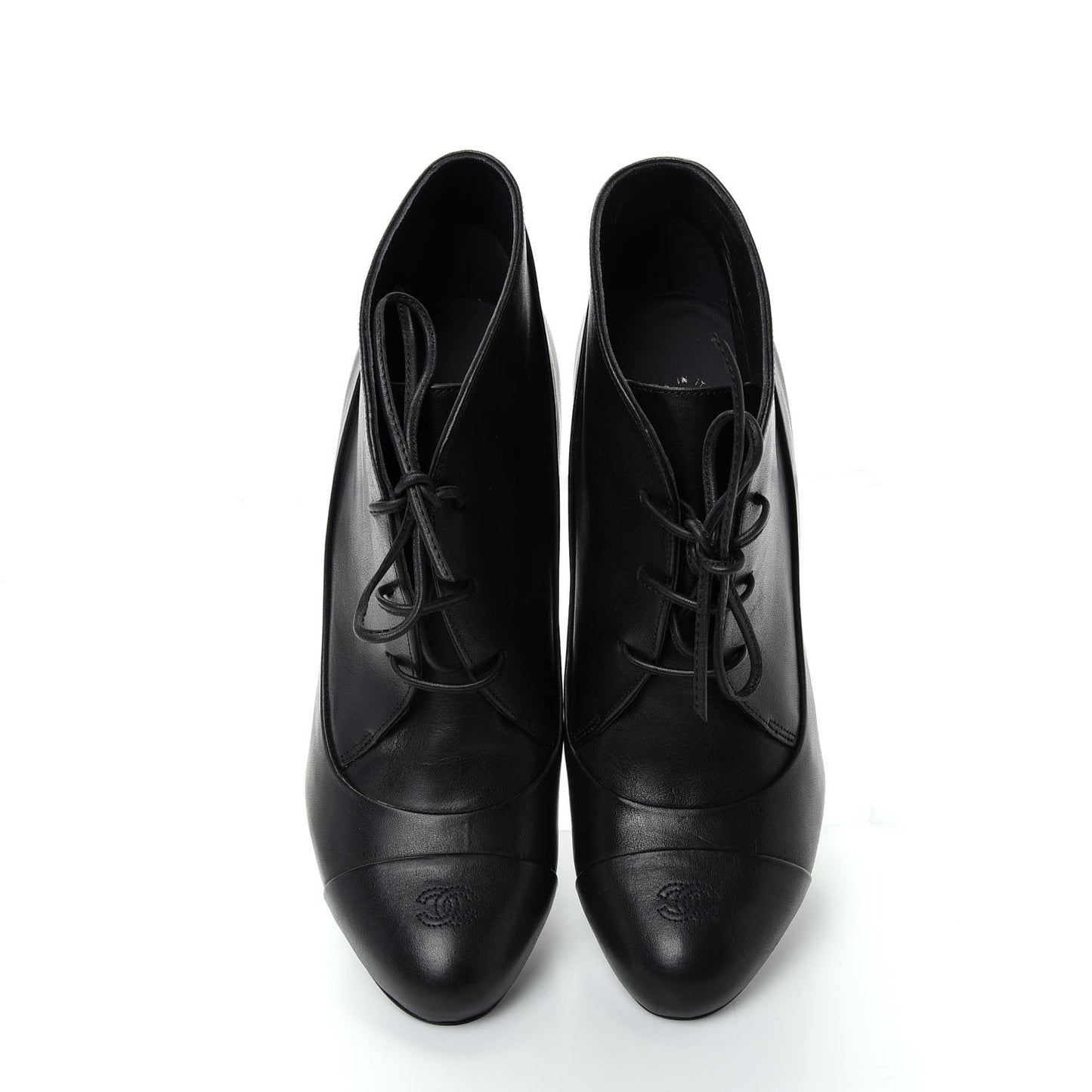 Calfskin Oxford Lace Up Ankle Booties 38 Black