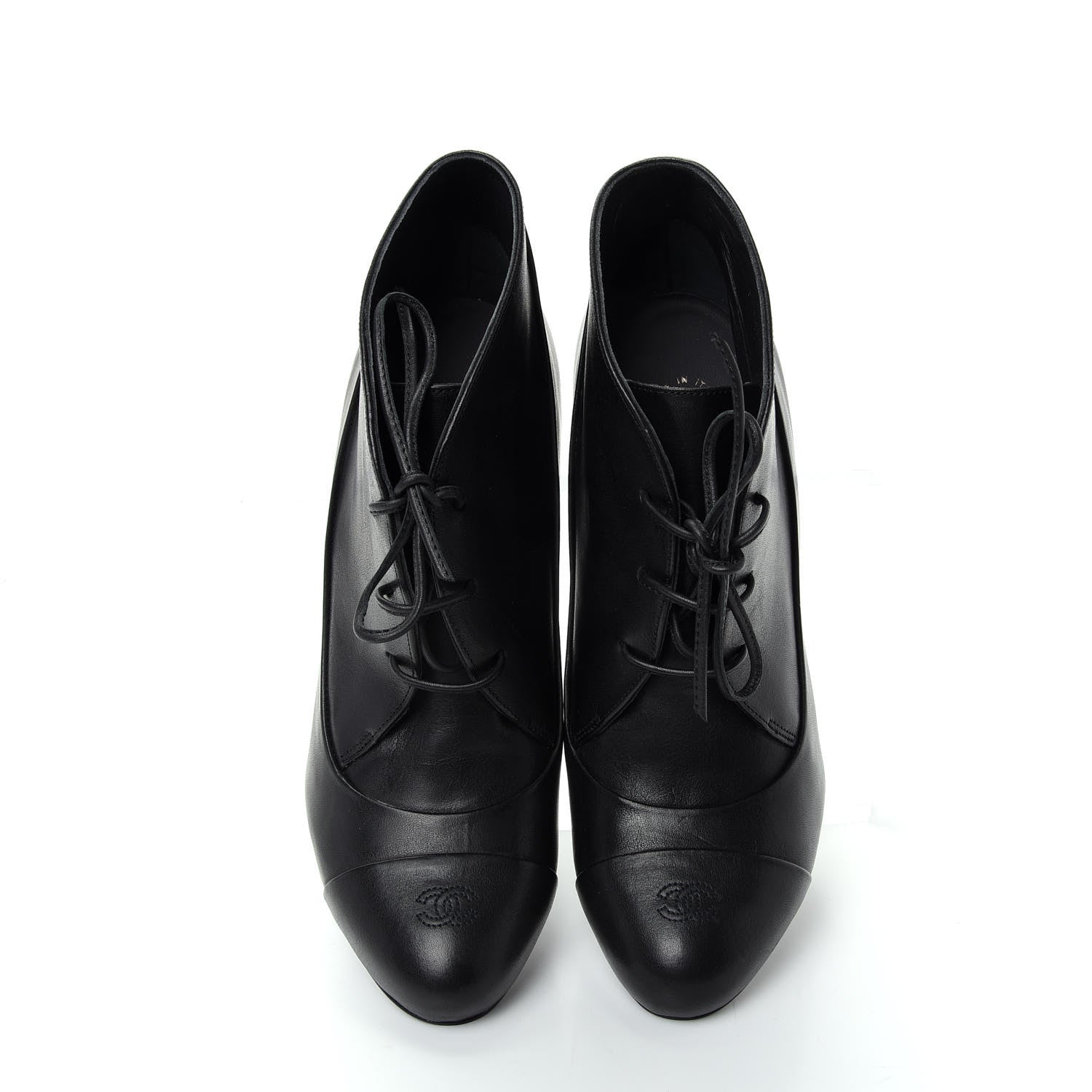 Chanel Calfskin Oxford Lace Up Ankle Booties 38 Black 5 of 11