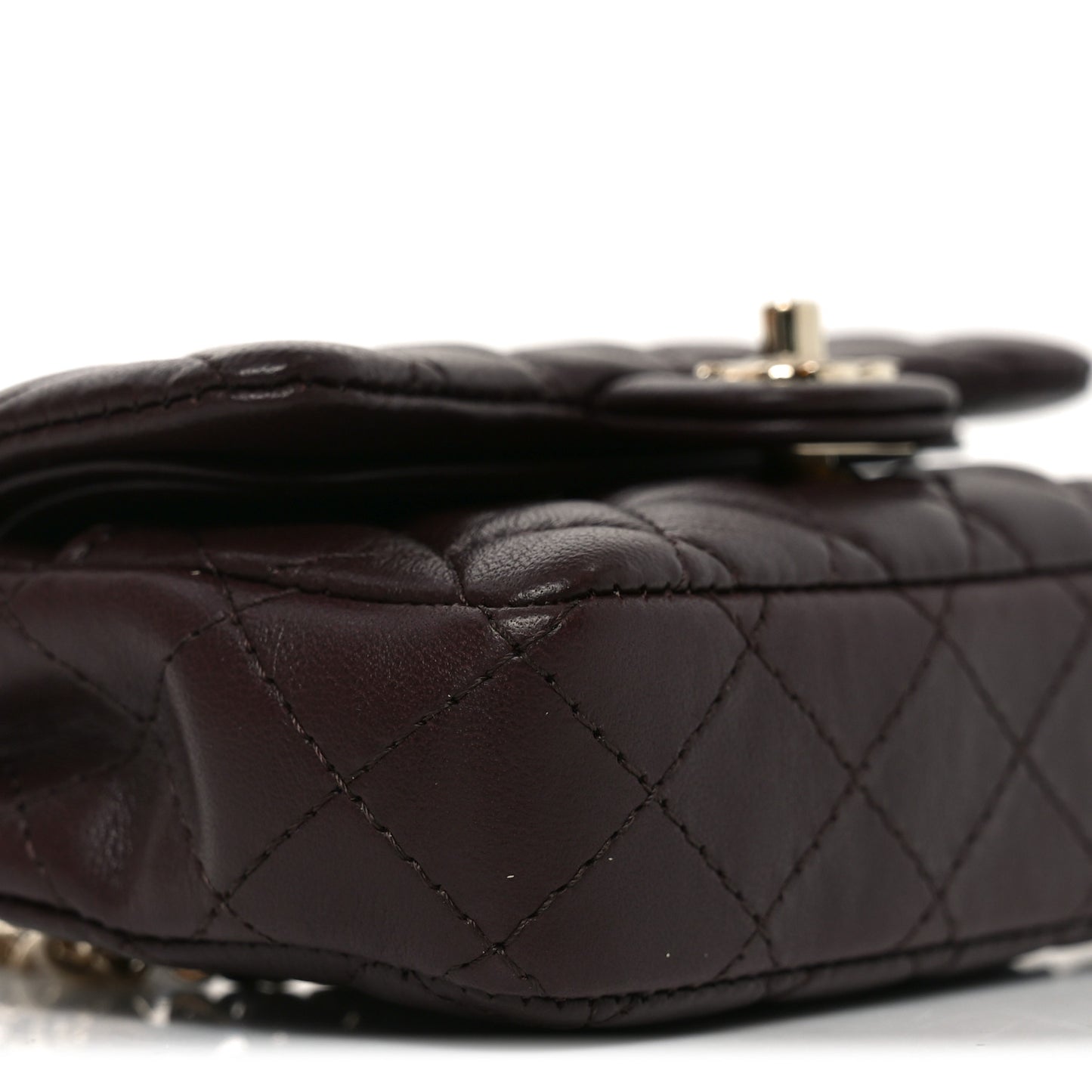 Lambskin Quilted Mini Double Flap With Hook Dark Brown