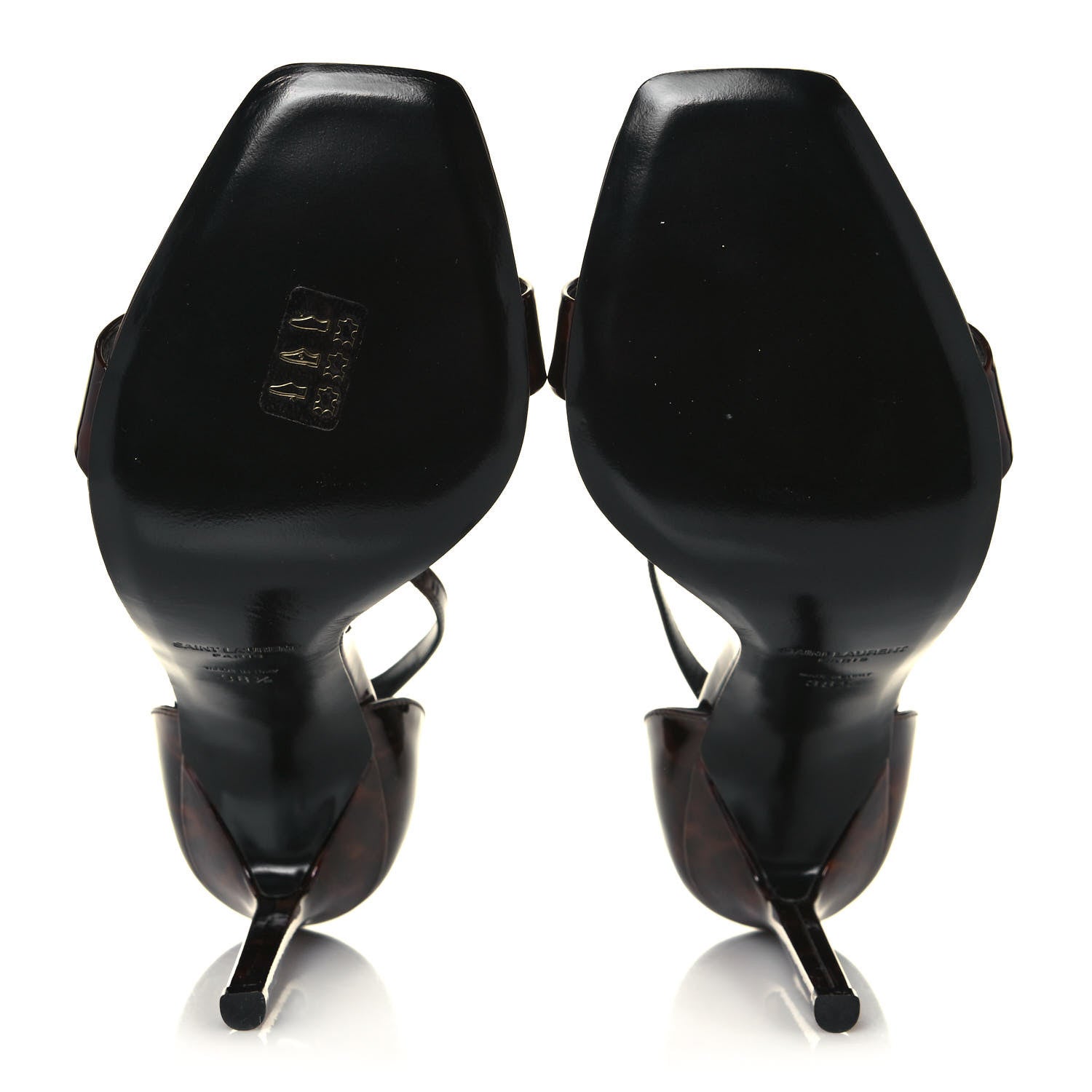 Saint Laurent Patent Calfskin Amber 105 Ankle Strap Sandals 38.5 Tortoiseshell 5 of 8