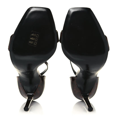 Saint Laurent Patent Calfskin Amber 105 Ankle Strap Sandals 38.5 Tortoiseshell 5 of 8