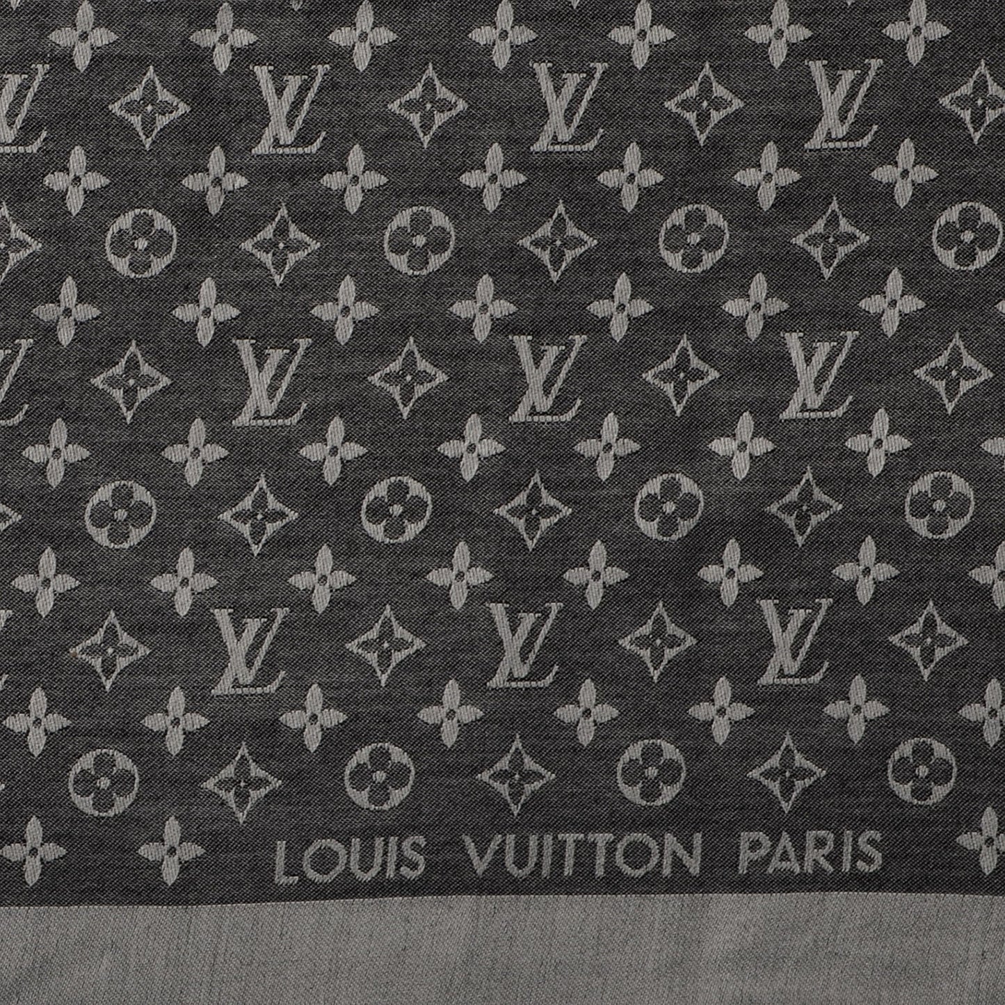 Silk Wool Monogram Denim Shawl Black