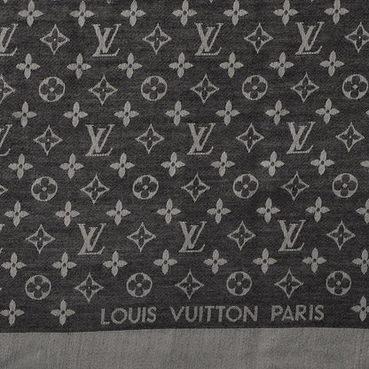 Louis Vuitton Silk Wool Monogram Denim Shawl Black 4 of 5
