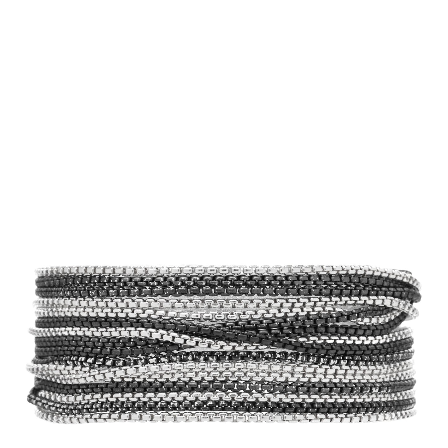Darkened Sterling Silver 21mm Multi Row Box Chain Bracelet