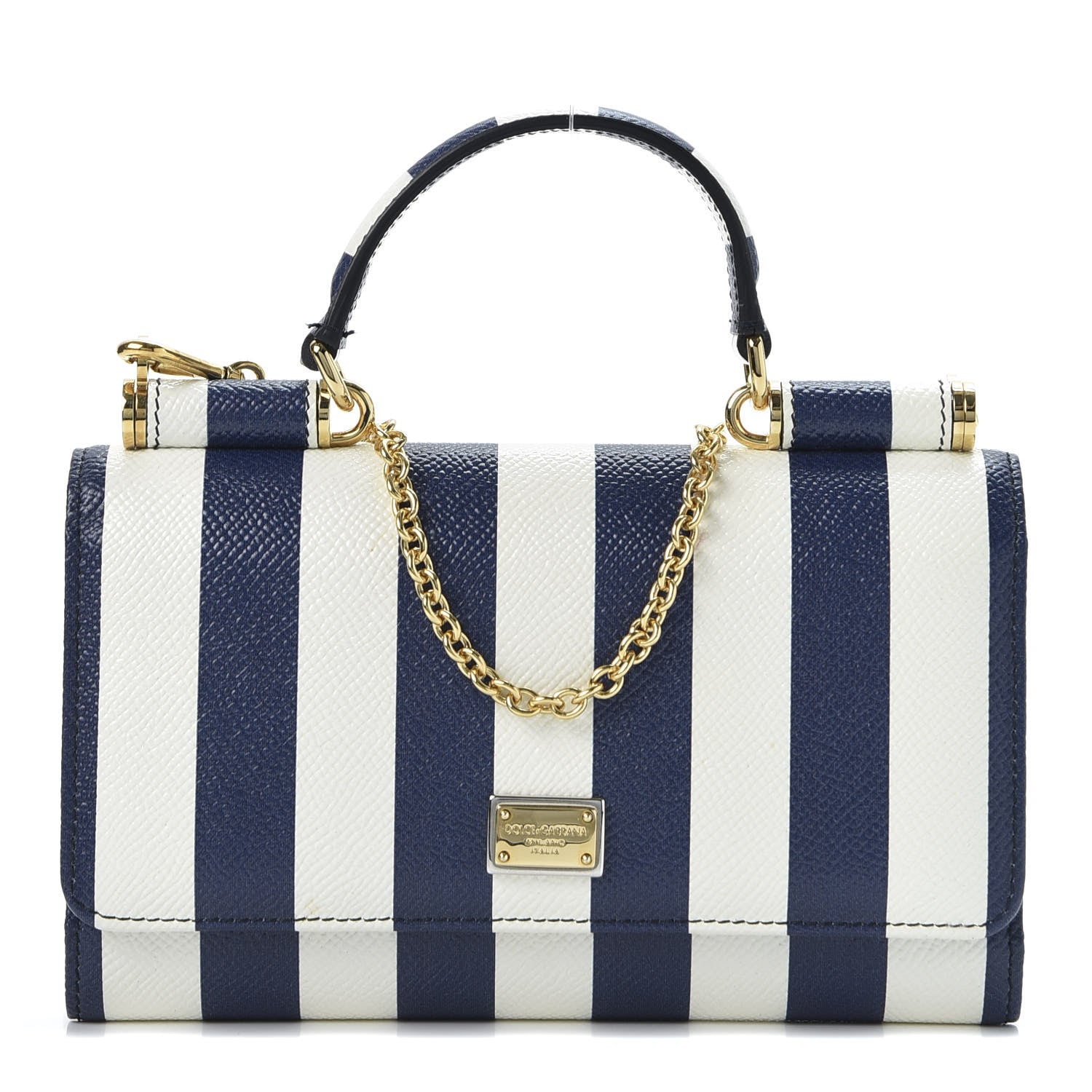 Dolce & Gabbana Dauphine Stripe Mini Von Bag Blue White 1 of 10