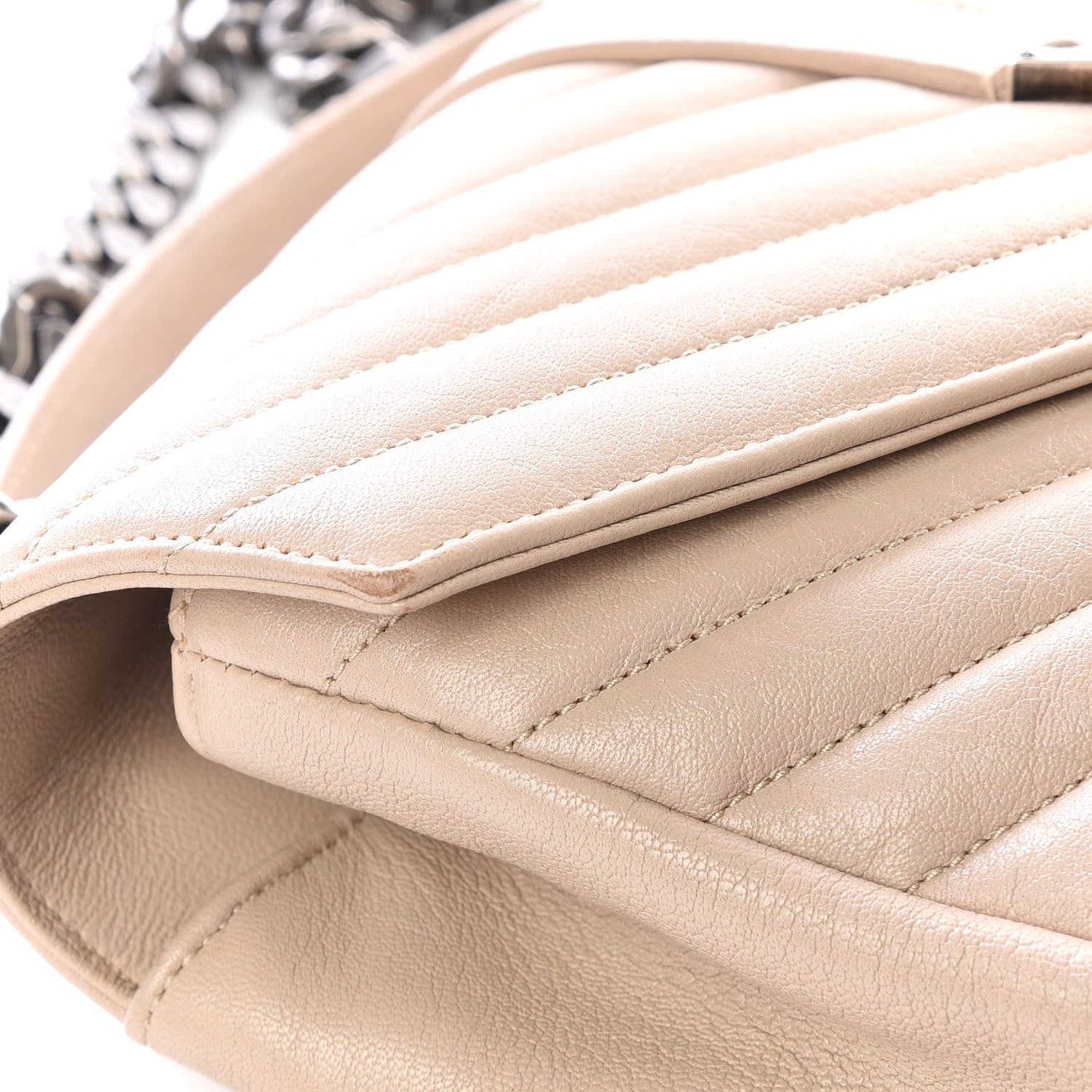 Saint Laurent Sheepskin Matelasse Chevron Monogram Medium College Bag Rose Antic 10 of 10
