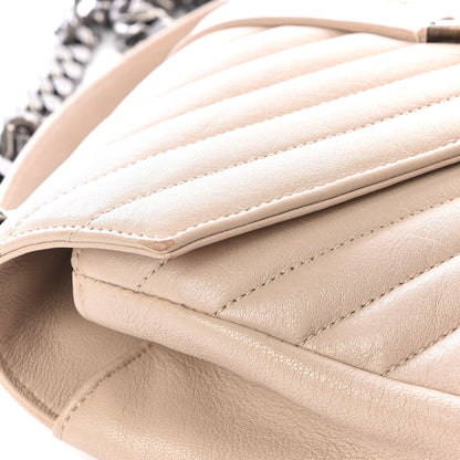 Saint Laurent Sheepskin Matelasse Chevron Monogram Medium College Bag Rose Antic 10 of 10
