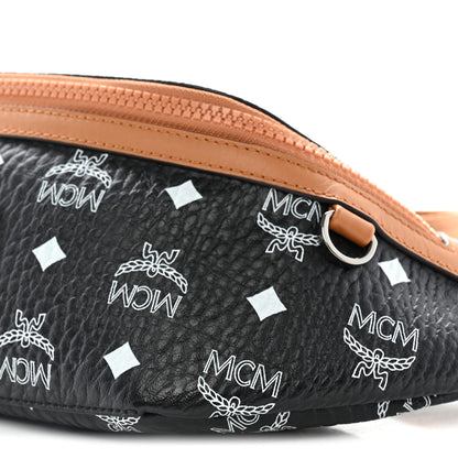 MCM Visetos Small Fusten Belt Bag Black Cognac 10 of 11