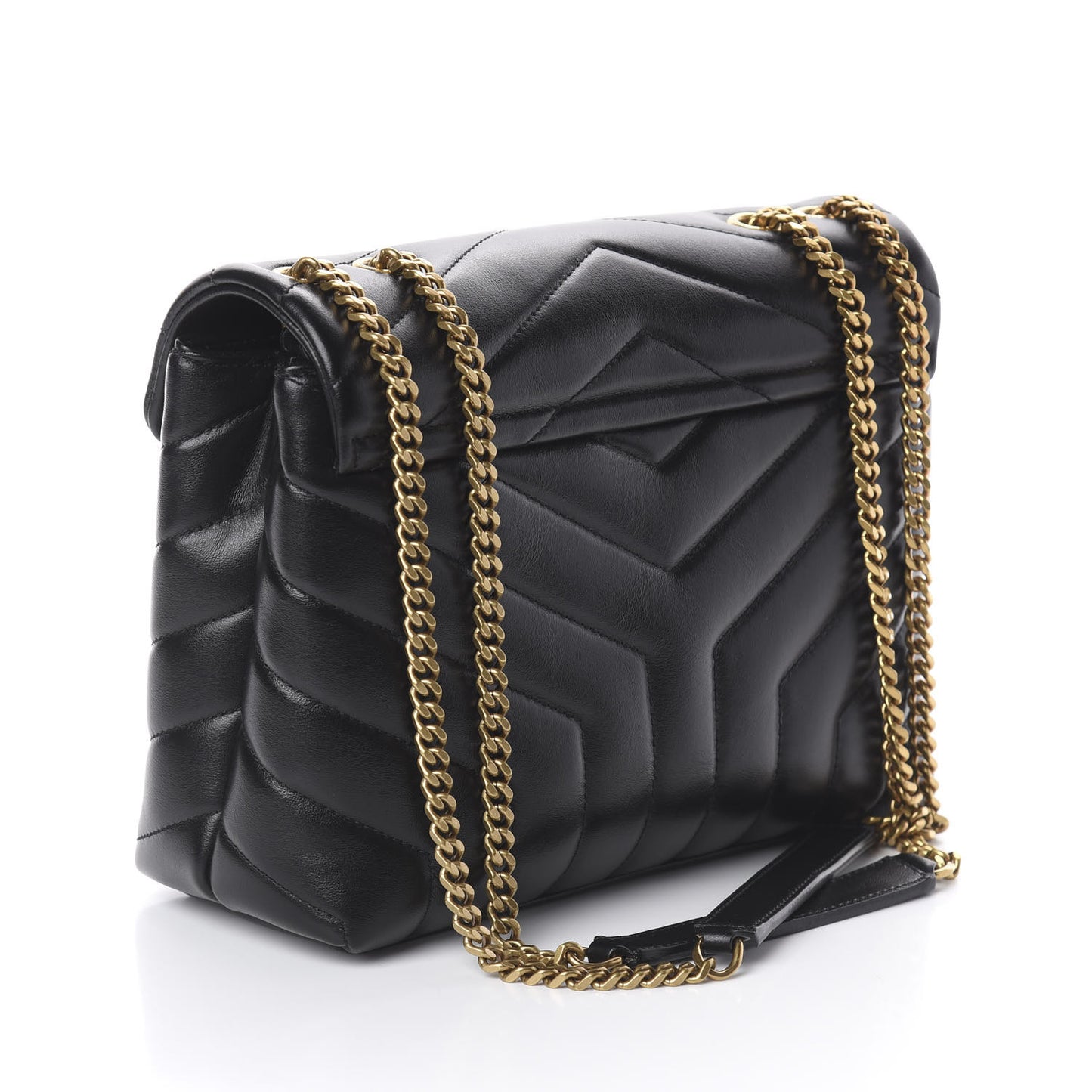 Calfskin Y Quilted Monogram Small Loulou Chain Satchel Black