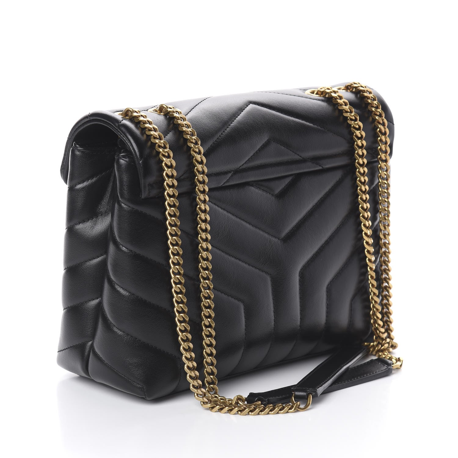 Saint Laurent Calfskin Y Quilted Monogram Small Loulou Chain Satchel Black 2 of 8