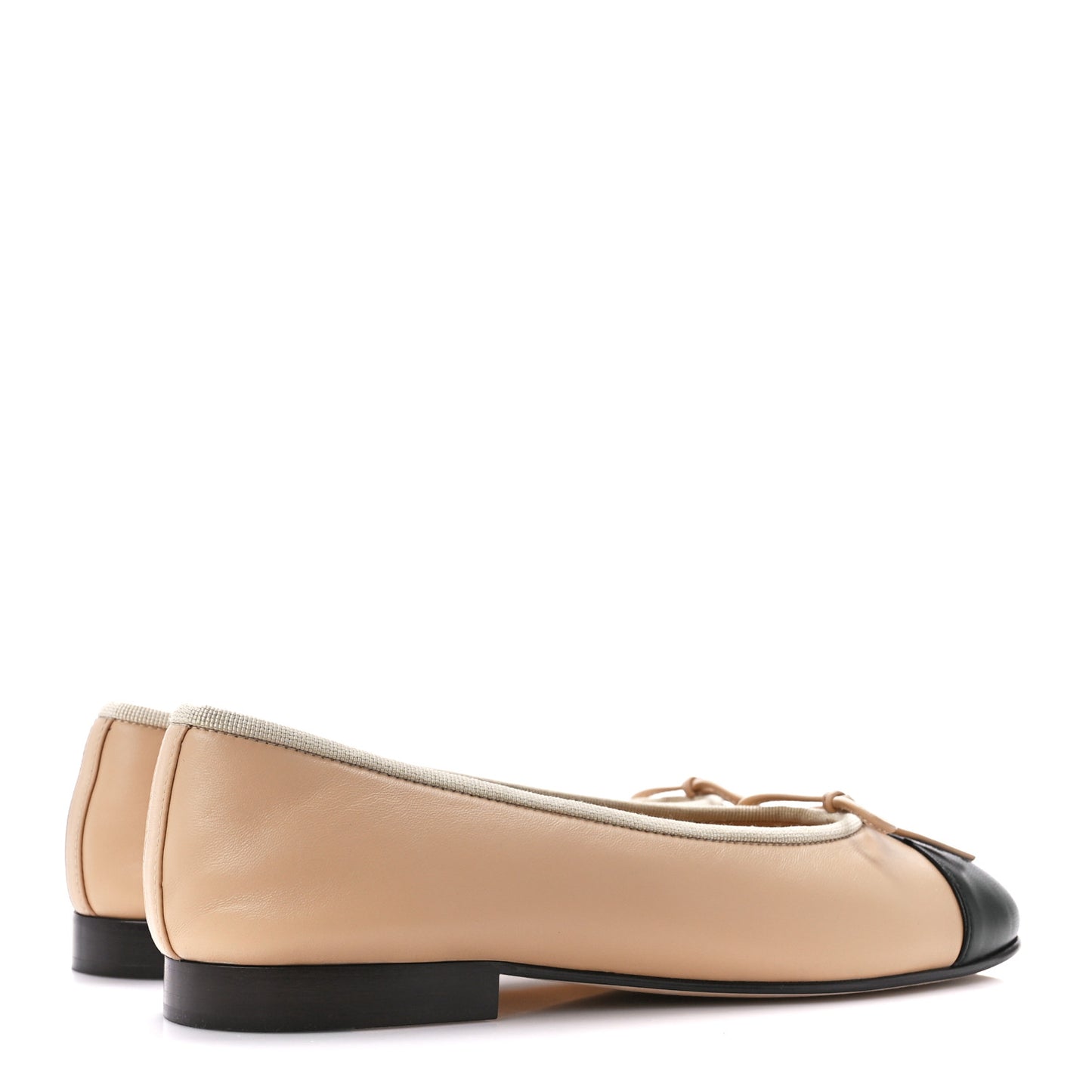 Lambskin Cap Toe CC Ballerina Flats 37 Beige Black