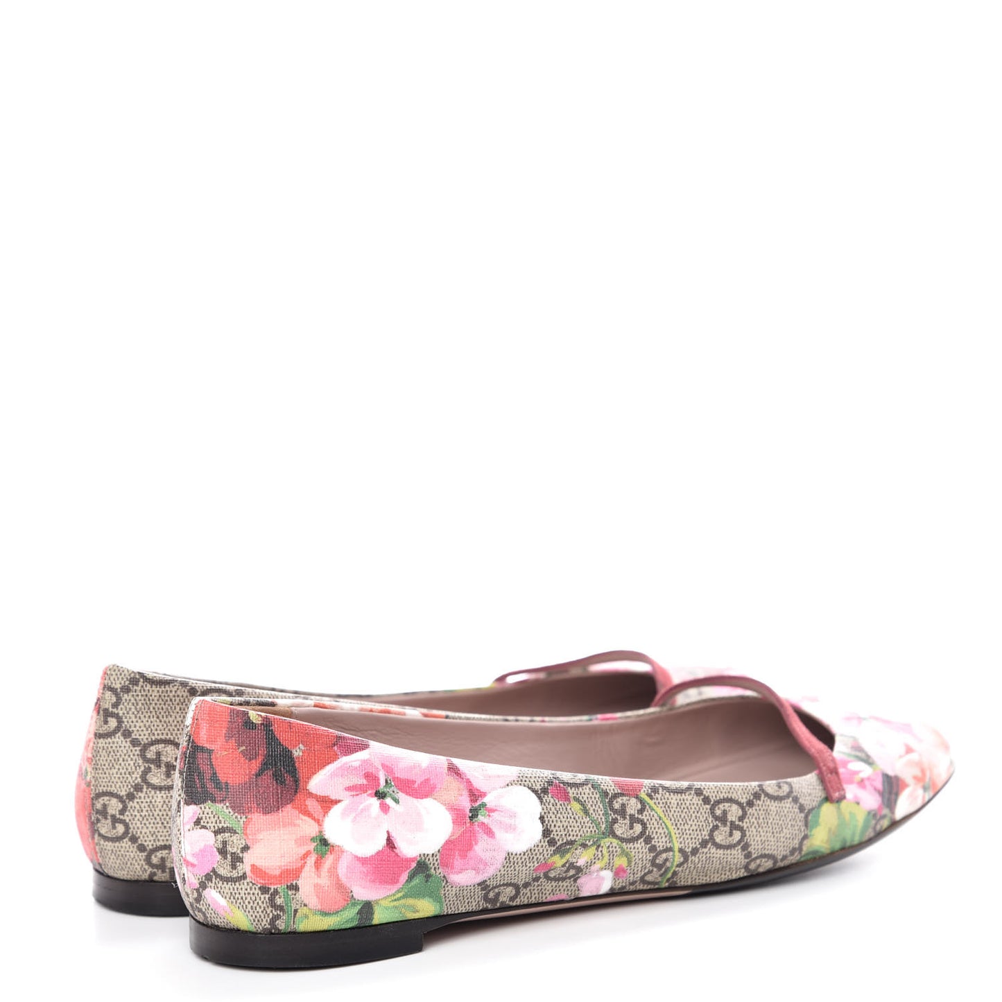 GG Supreme Monogram Blooms Ballet Flats 38 Beige Multicolor Dry Rose