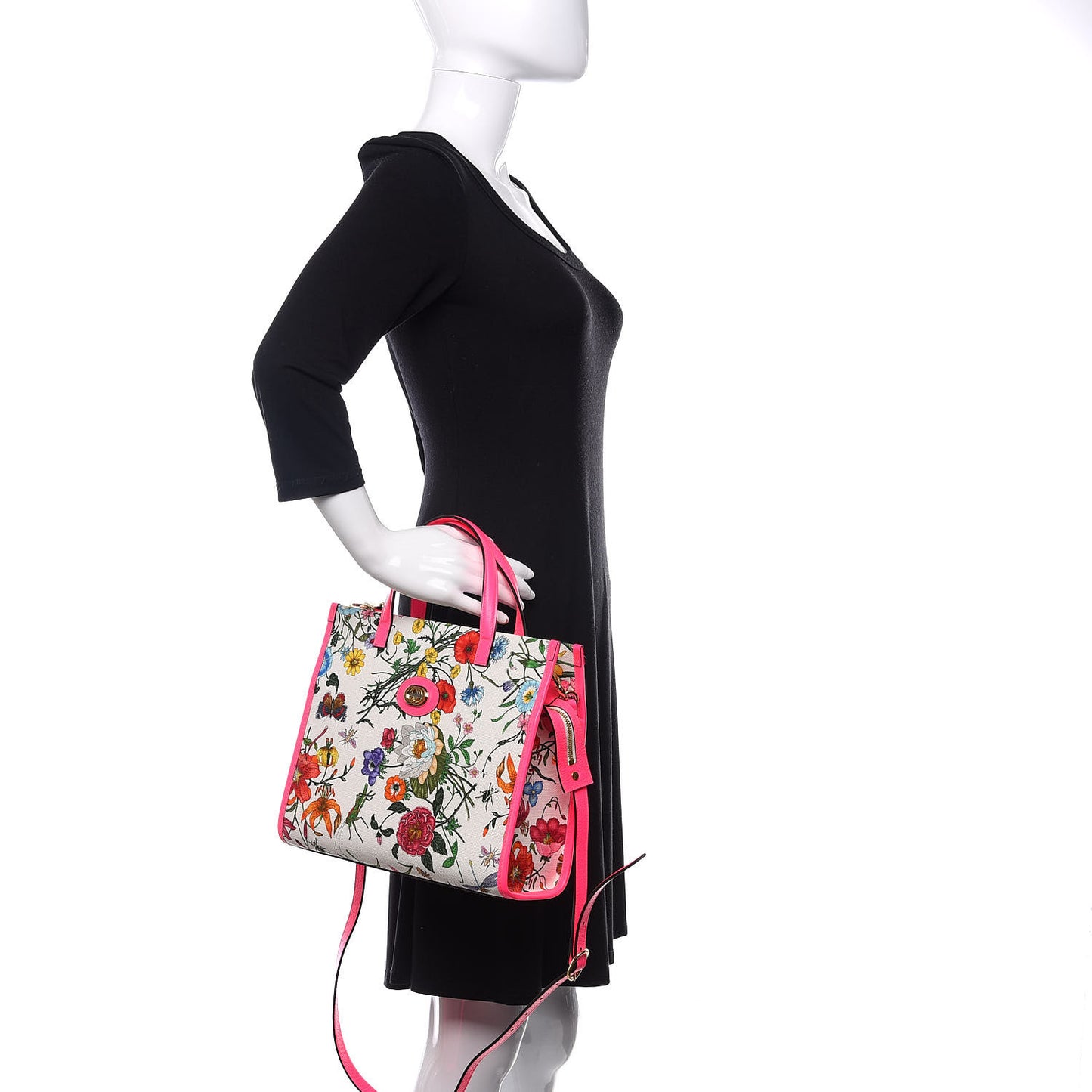 Canvas Medium Flora Tote Fuchsia