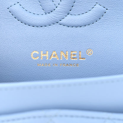 Chanel Lambskin Quilted Small Double Flap Light Blue 6 of 10