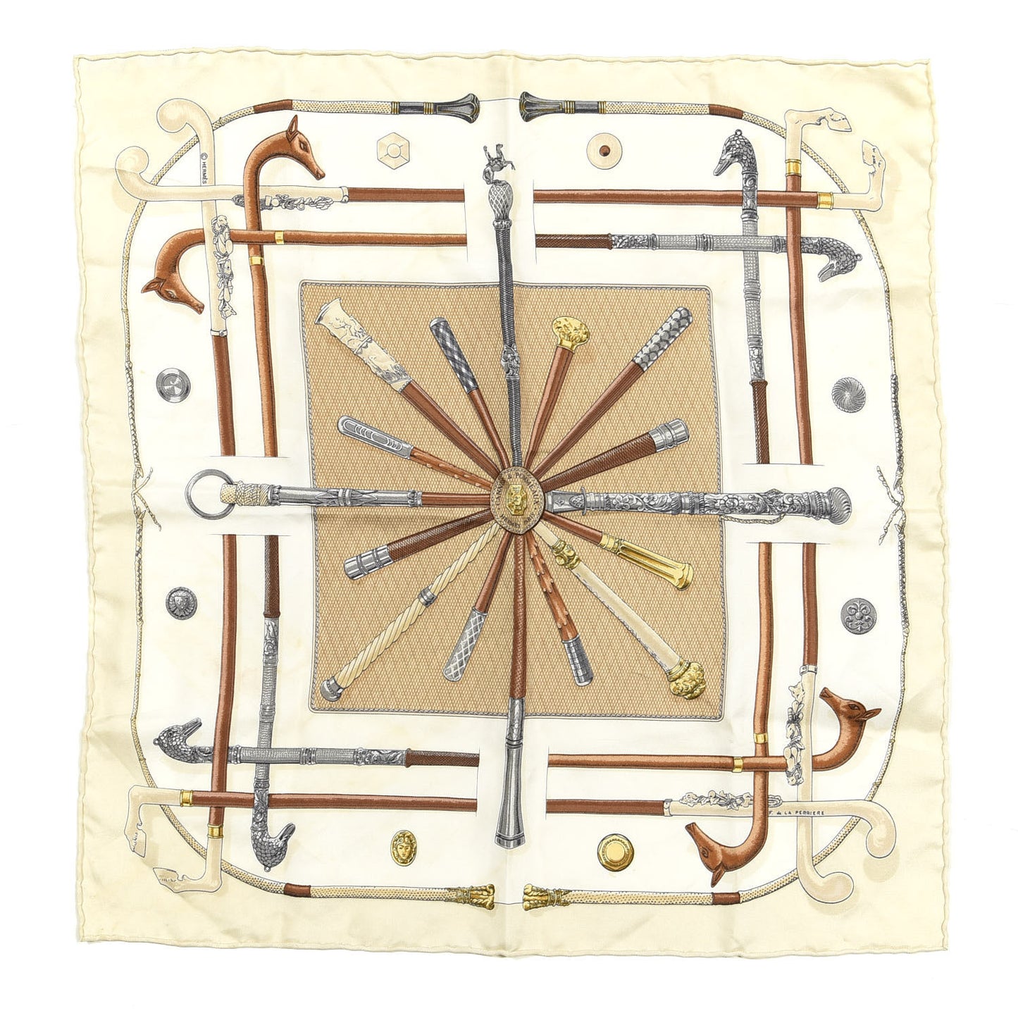 Silk Cannes Et Pommeaux Pocket Square