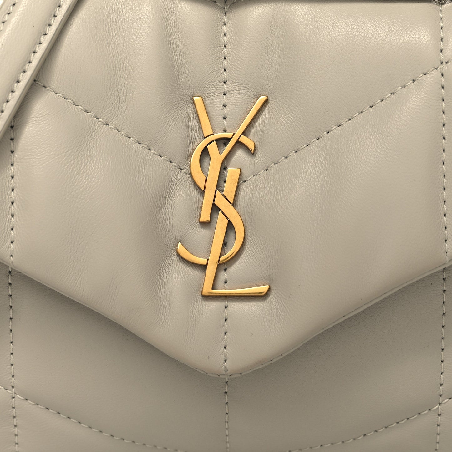 Lambskin Quilted Toy Loulou Puffer Monogram Chain Satchel Crema Soft