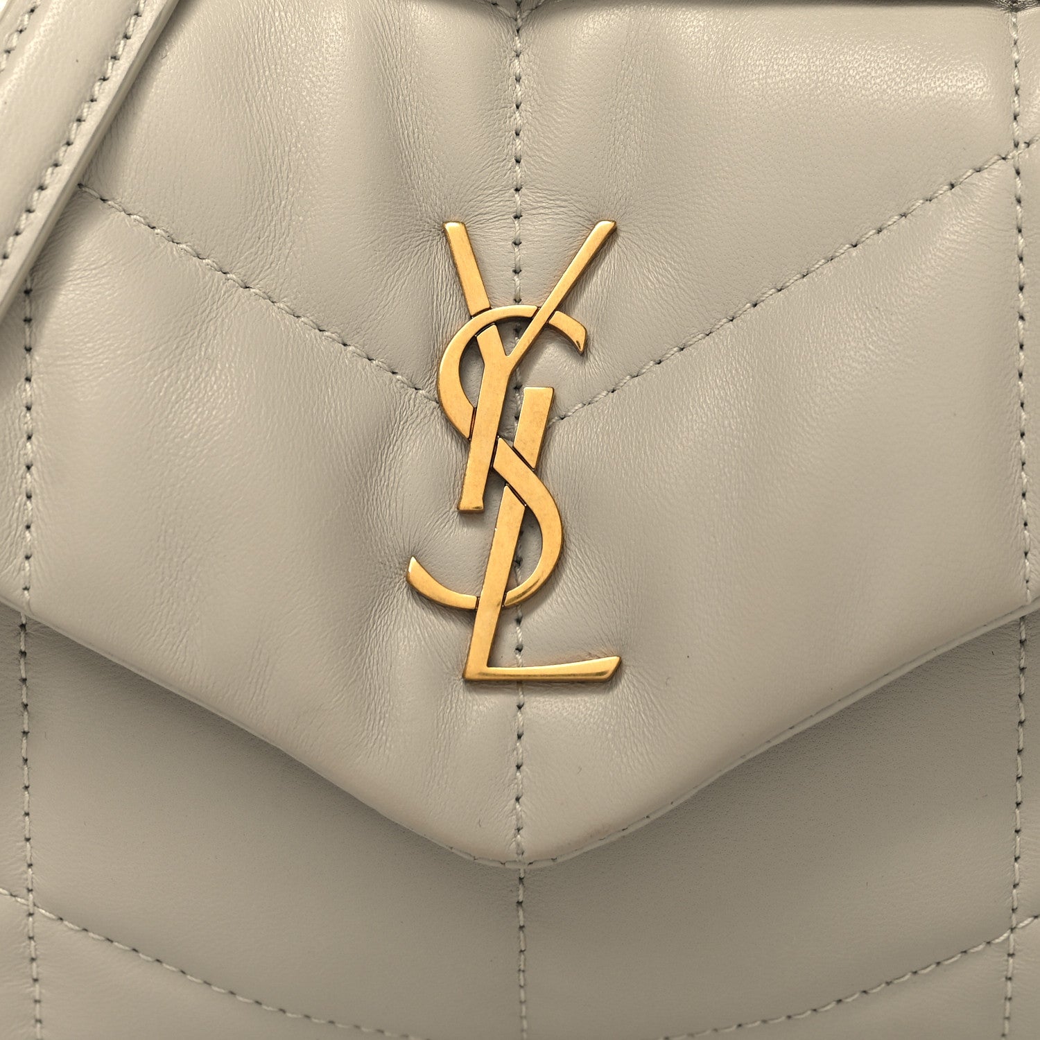 Saint Laurent Lambskin Quilted Toy Loulou Puffer Monogram Chain Satchel Crema Soft 8 of 10