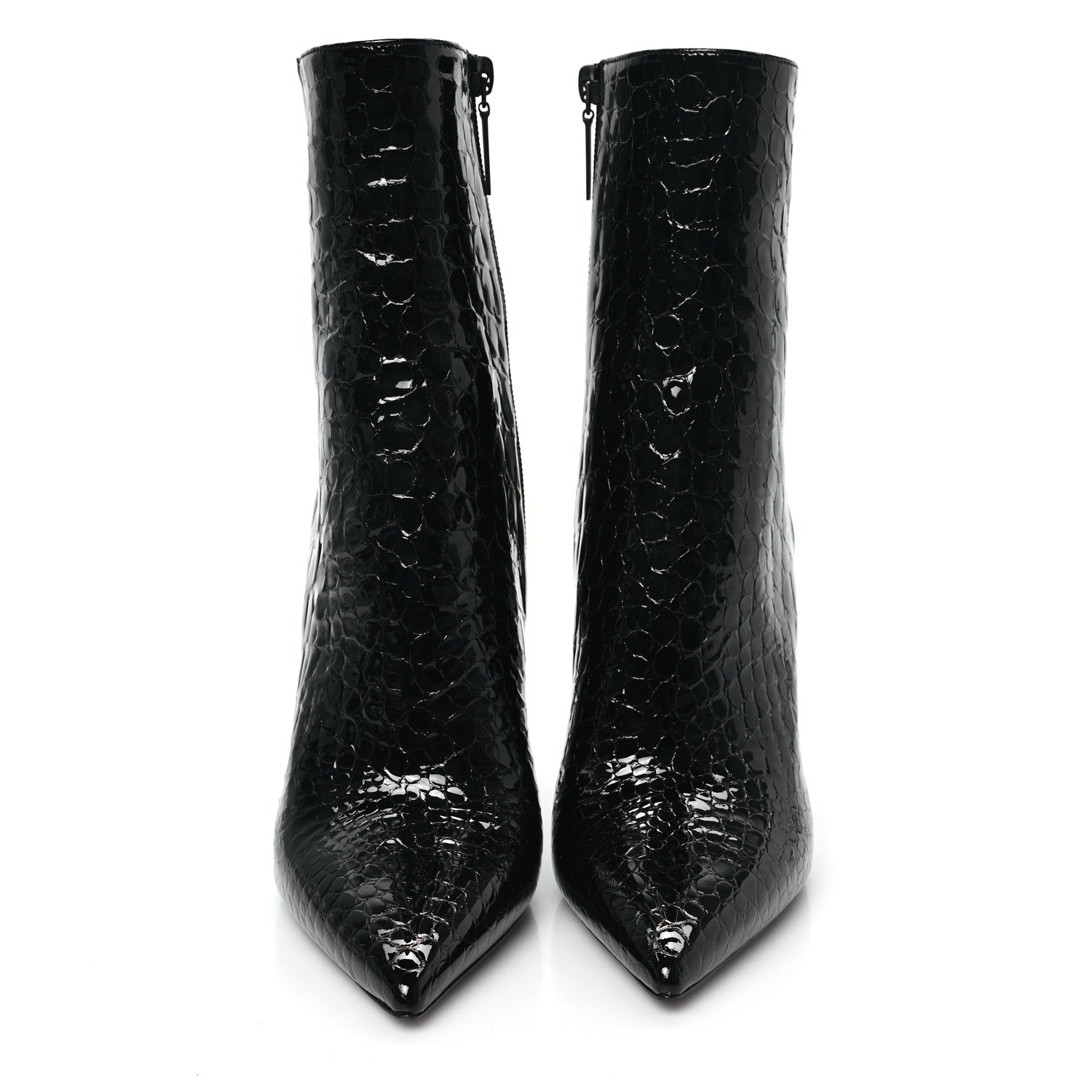 Saint Laurent Alligator Embossed Patent Calfskin Opyum 110 Ankle Boots 38 Black 2 of 8