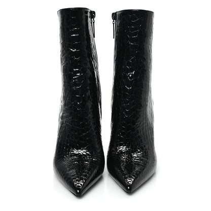 Saint Laurent Alligator Embossed Patent Calfskin Opyum 110 Ankle Boots 38 Black 2 of 8