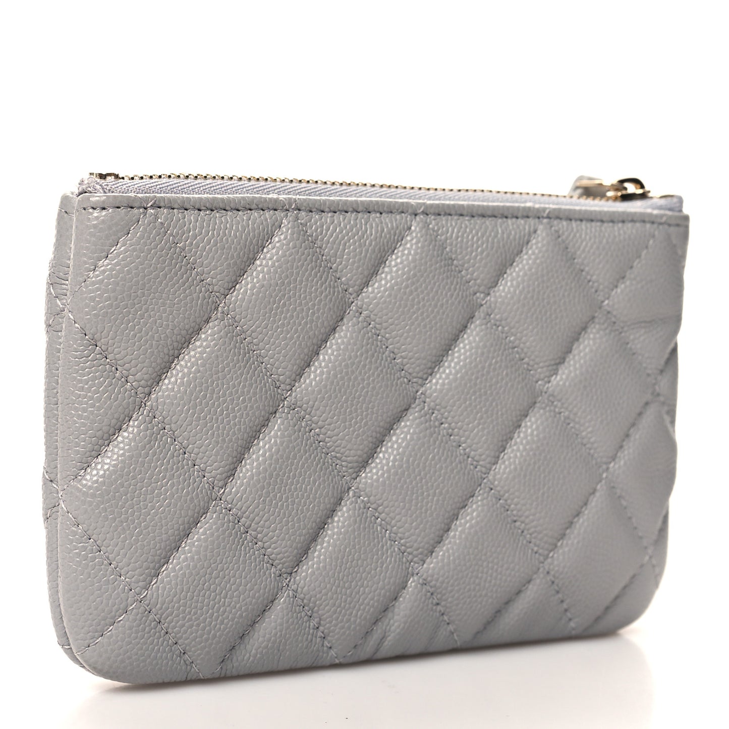 Caviar Quilted Small Cosmetic Case Grey