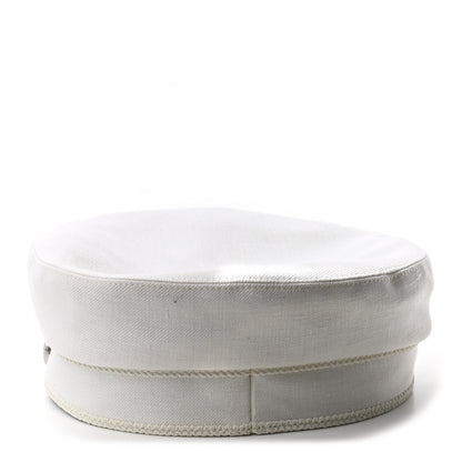 Hermes Double Linen Twill Cabourg Cap 56 White 6 of 8