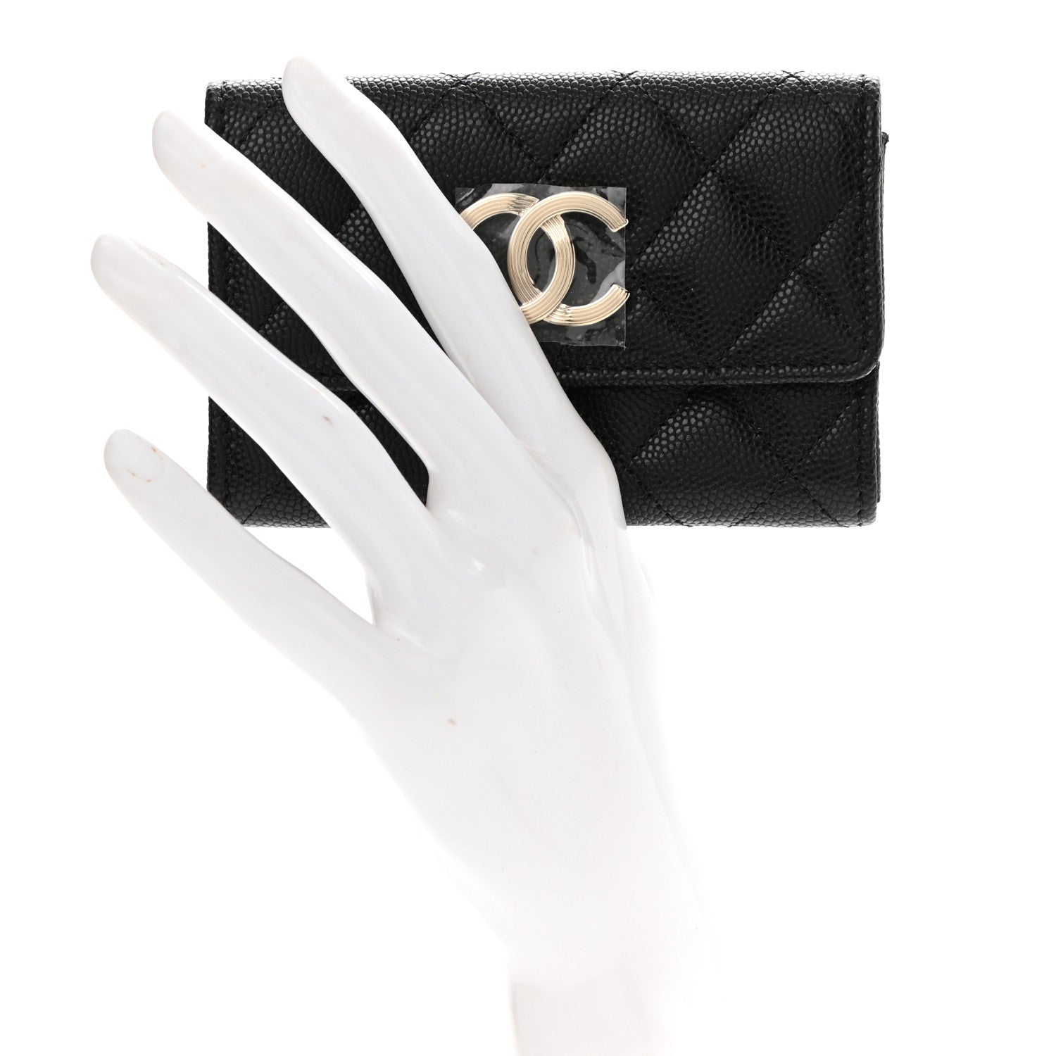 Chanel Caviar Quilted CC Racing Flag Flap Card Holder Black 2 of 9