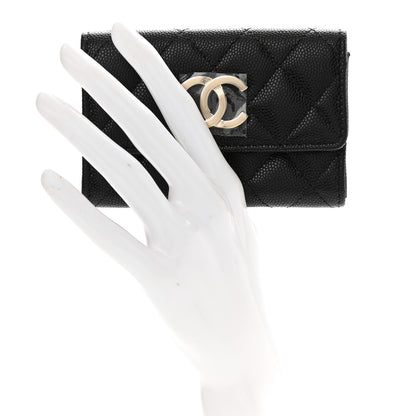 Chanel Caviar Quilted CC Racing Flag Flap Card Holder Black 2 of 9