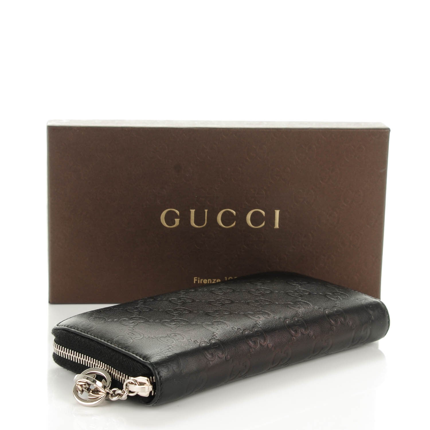 Gucci Guccissima Large Twins Zip Around Wallet Black 4 of 8