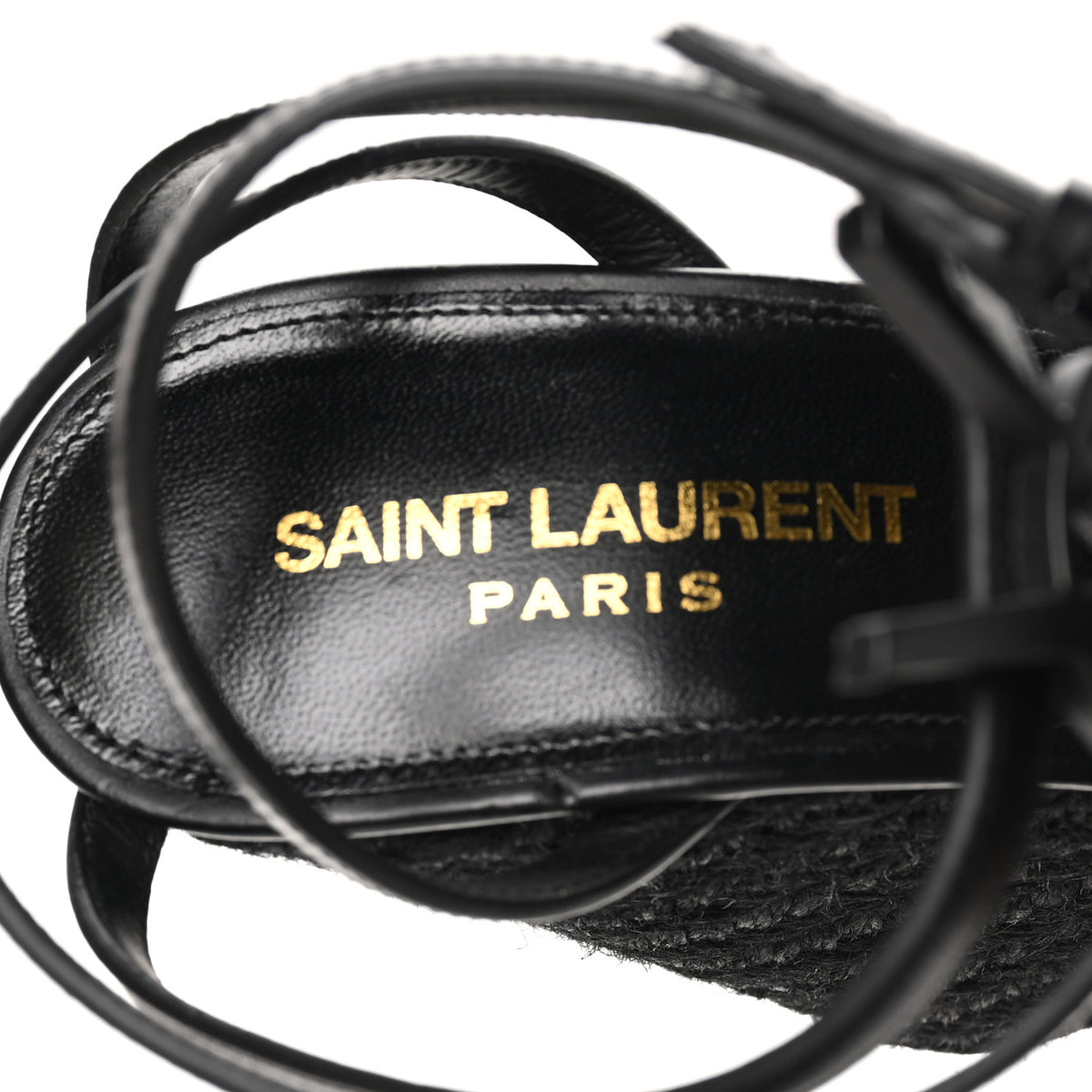 Saint Laurent Calfskin Cassandra Espadrille 105mm Wedges 36 Black 8 of 9