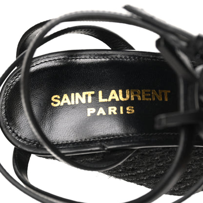 Saint Laurent Calfskin Cassandra Espadrille 105mm Wedges 36 Black 8 of 9