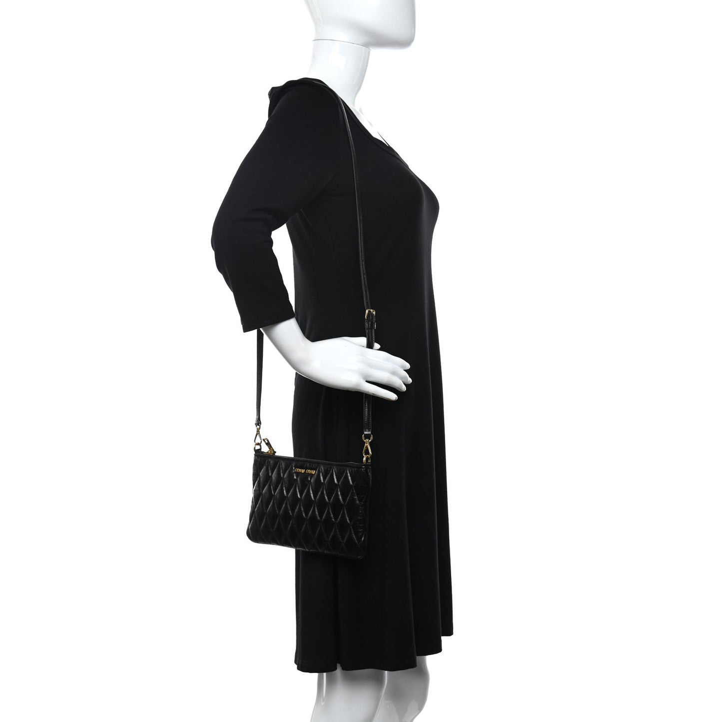 Vitello Shine Trapu Zip Crossbody Bag Black