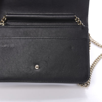 Chanel Grained Calfskin Quilted Label Click Flap Wallet On Chain WOC Black 12 of 14