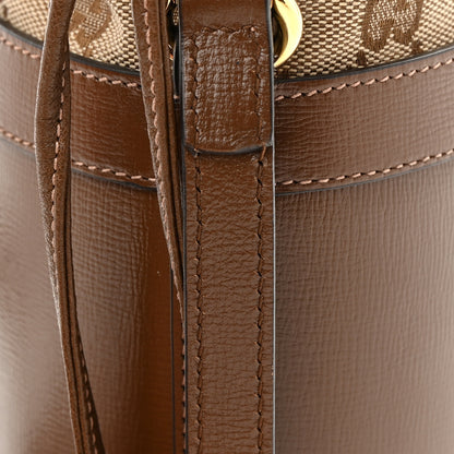 Gucci Monogram Textured Calfskin Horsebit 1955 Drawstring Bucket Bag Beige Brown Sugar 12 of 12