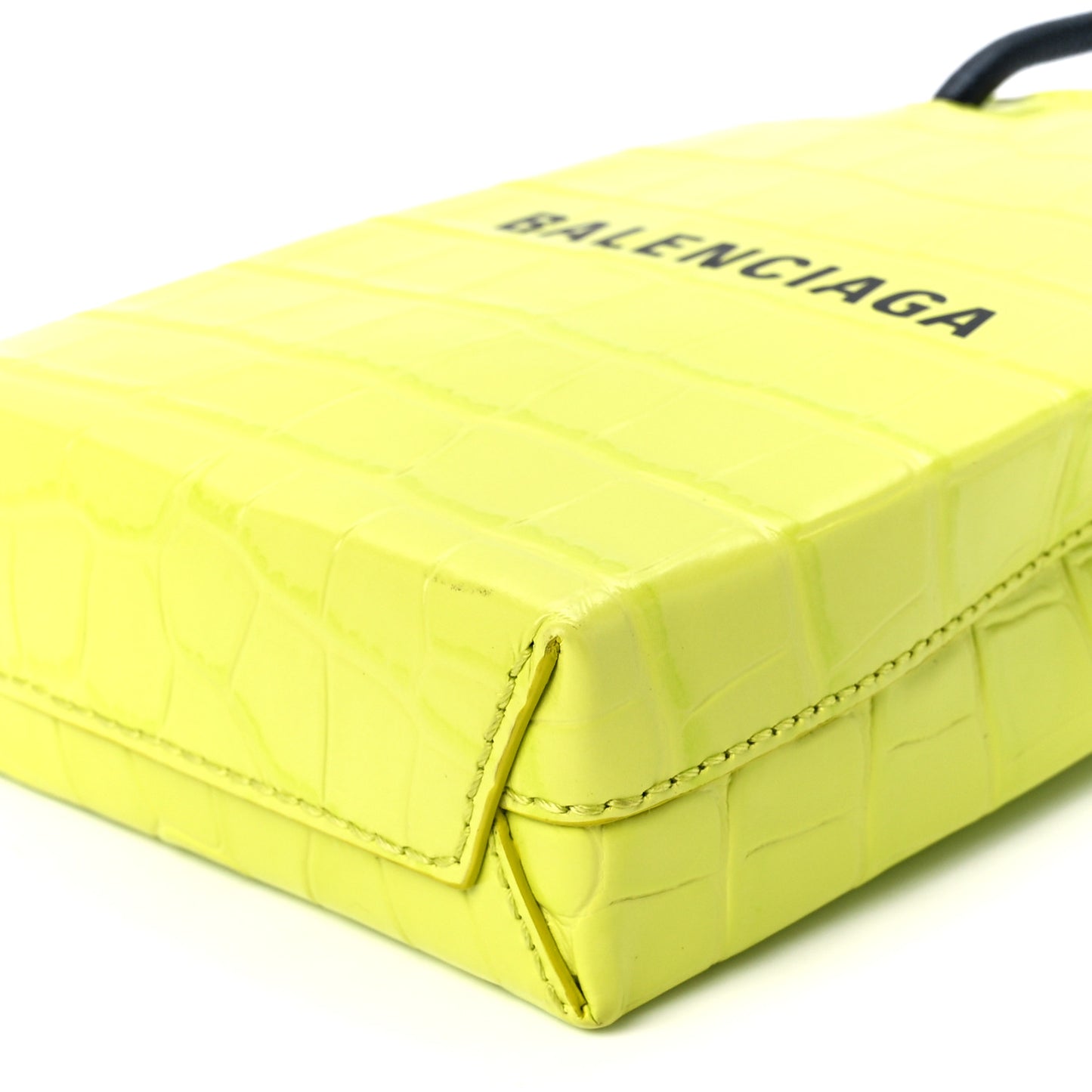 Calfskin Crocodile Embossed Logo Shopping Phone Holder Bag Lime
