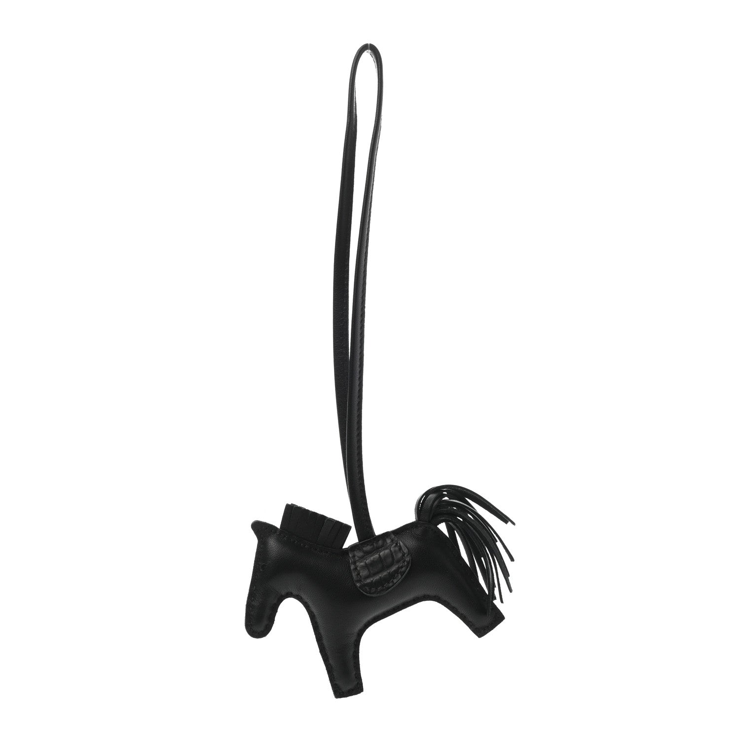 Hermes Milo Lambskin Matte Alligator Touch Grigri Rodeo Horse Bag Charm PM So Black 1 of 5