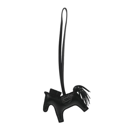 Hermes Milo Lambskin Matte Alligator Touch Grigri Rodeo Horse Bag Charm PM So Black 1 of 5