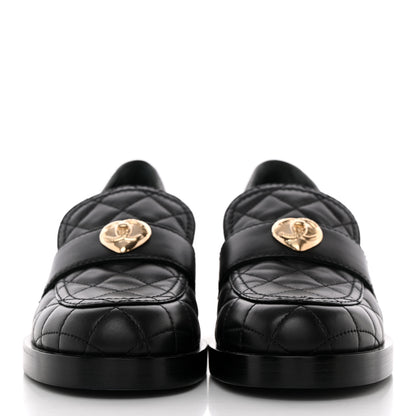 Chanel Lambskin Quilted CC Heart Loafers 38 Black 2 of 16