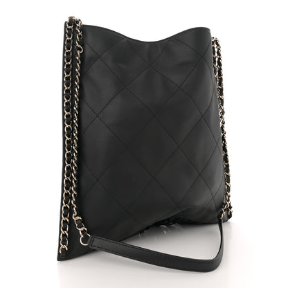 Chanel Calfskin Quilted Fringe Shopping Bag Black 3 of 11